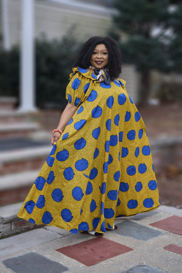 Iyoré Maxi Dress (Yellow & Blue Ankara Print)