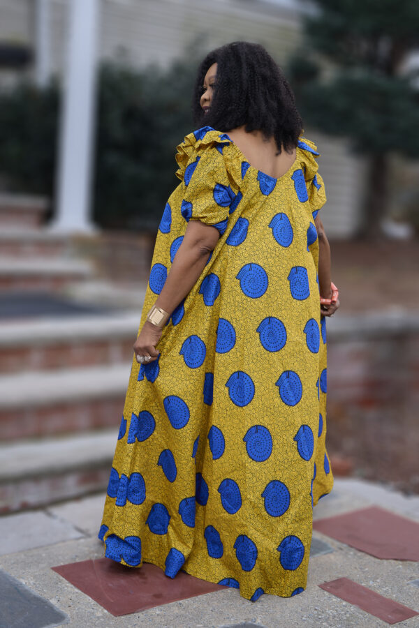 Iyoré Maxi Dress (Yellow & Blue Ankara Print) - Image 2